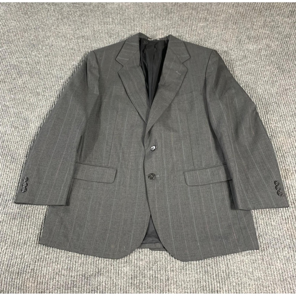 VTG Towncraft Blazer Mens 44 Gray Sports Coat Single Breasted Business Wedding